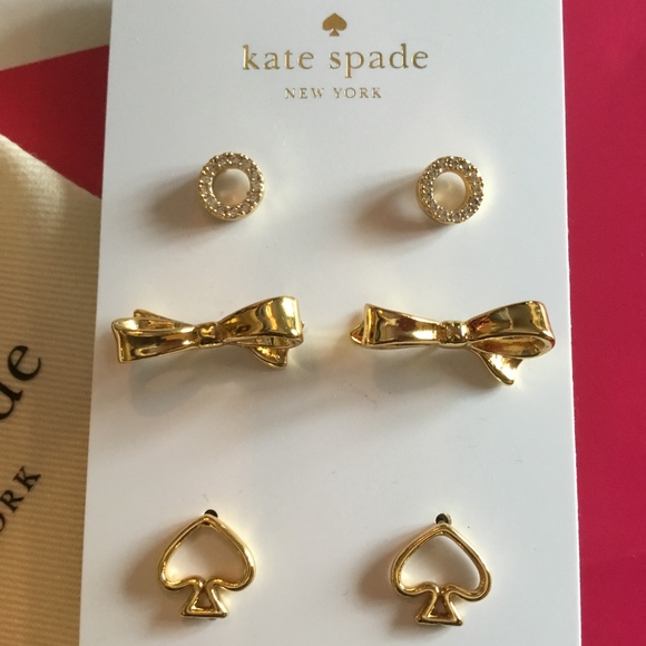 kate spade Jewelry - NWT! KATE SPADE 3 Piece 12 kt Gold Stud Essentials
